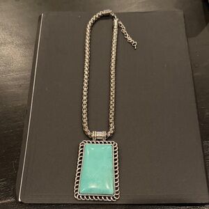 Silver and Turquoise Bold Pendant Necklace